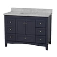 thumbnail image 3 of KBC Abbey 48" Solid Wood Bathroom Vanity w/ Carrara Stone in Marine Gray, 3 of 7