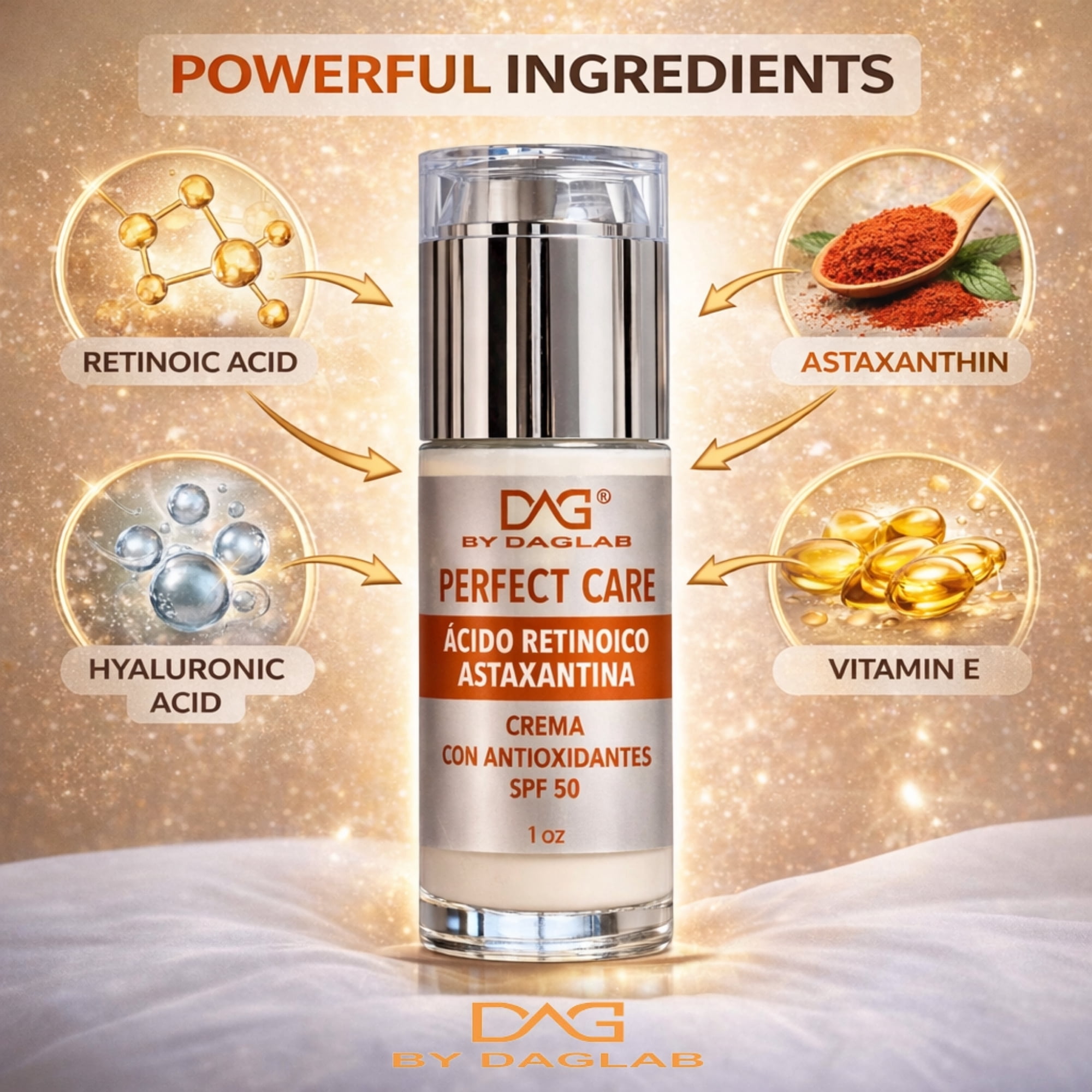 DAG by DAGLAB Perfect Care Face Cream with Astaxanthin, Lightweight Daily Moisturizer, Facial Cream for All Skin Types, 1.3 fl oz