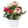 thumbnail image 2 of Flmtop European Style Tea Rose Artificial Flower Pot Bonsai Garden Table Room Decor, 2 of 7