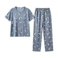 thumbnail image 4 of Under $10 Pajama Sets CNJKEHIUV Women's Cotton Pajama Set Short Sleeve Top & Pants 2-Piece Summer Sleepwear, 4 of 4