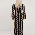 thumbnail image 2 of Femmes Enveloppé Robe Manches Longues Tricot à Rayures Casual Partie Robe de Printemps, 2 of 6