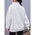 thumbnail image 5 of Sweatshirt for Women Fall Half Zip Pullover Oversized Fleece Mock Neck Hoodies Fashion Outfits Winter Clothing Gray XL, 5 of 6