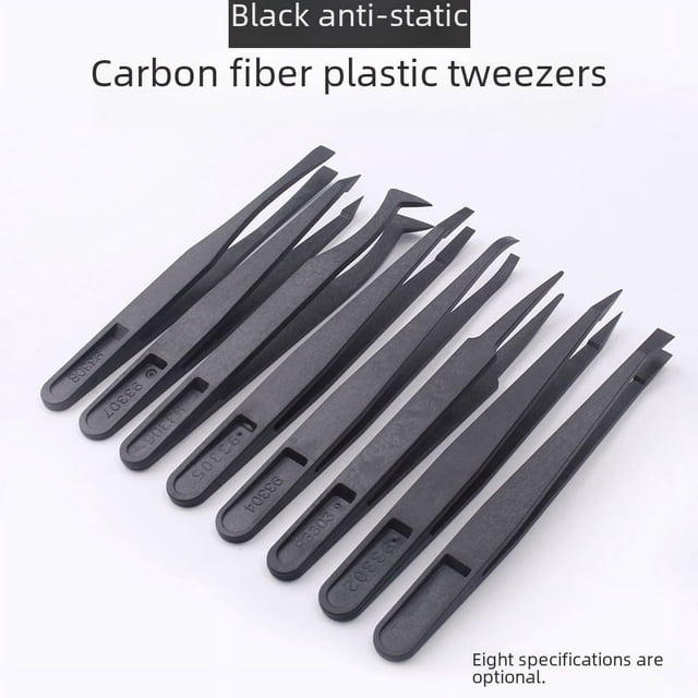 Pinzas de plástico antiestáticas, pinzas sintéticas de fibra de carbono dura, pinzas puntiagudas, pinzas de fibra, pinzas industriales, pinzas de clip