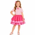thumbnail image 5 of Pink Royal Princess Wonderland Costume Dress 2-Piece Cropped Gold Lace Jacket Tiered Heart Halloween Fancy Dress Party Cosplay Costumes, 5 of 16