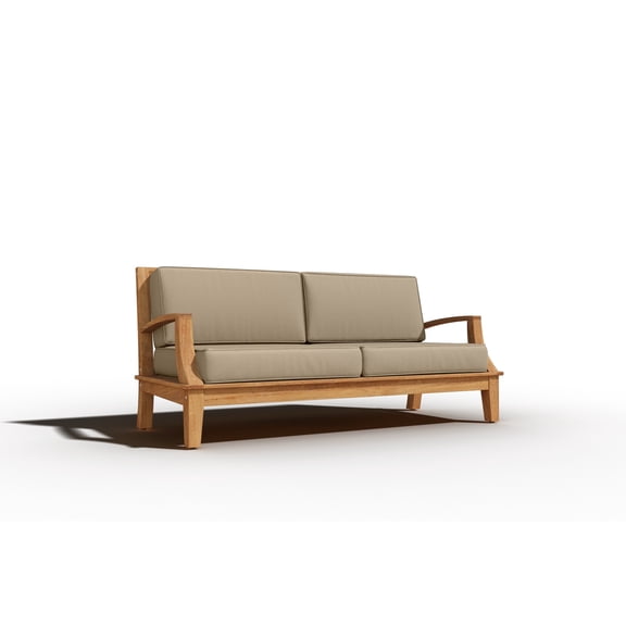 Curated Maison Eliane Teak Deep Seating Outdoor Sofa with Cushion in Fawn