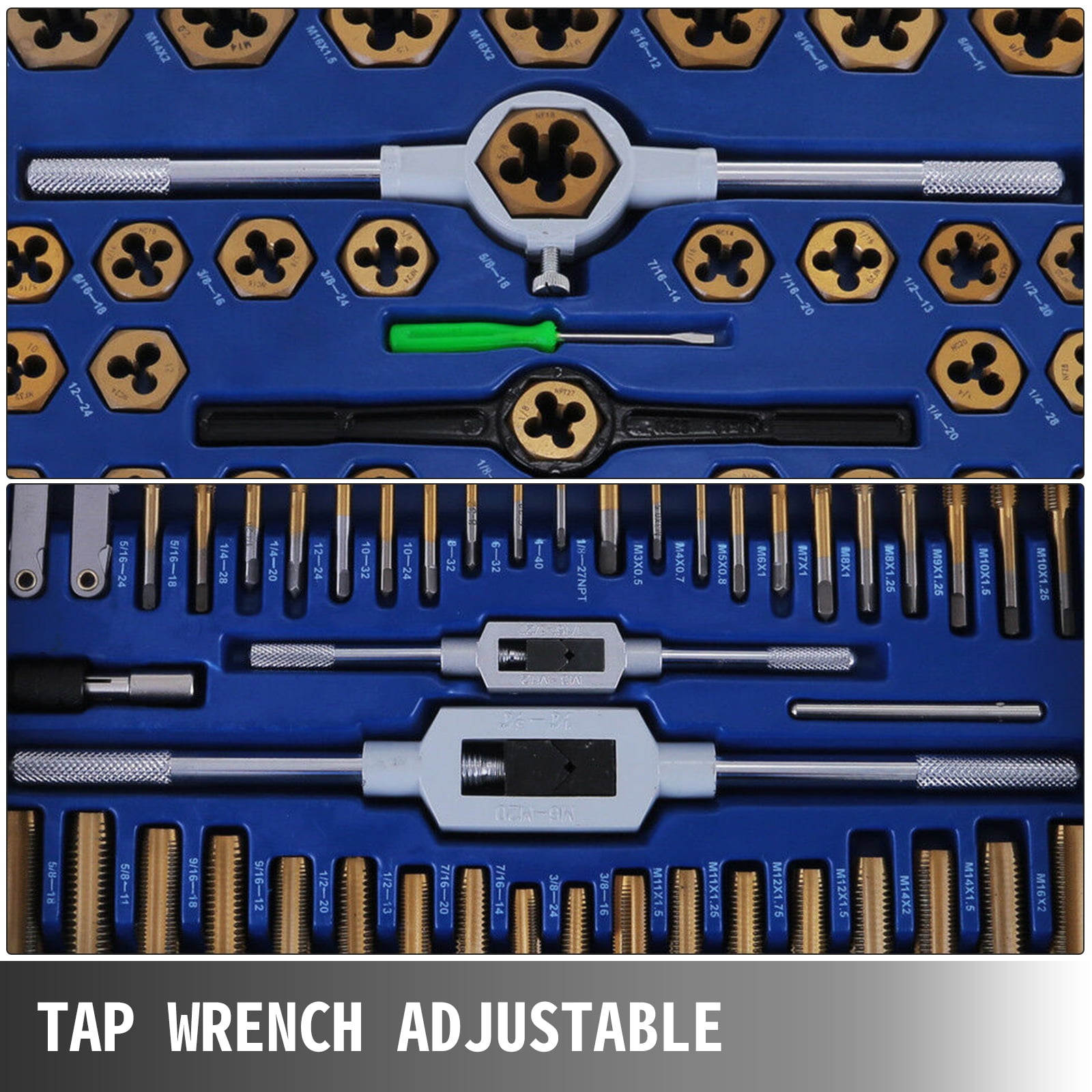 BENTISM 86 PCS Tap and Die Set Combination Metric Tap&nbsp;and&nbsp;Die Sae Tap and Die Set Tungsten Steel Titanium SAE and Metric Tool