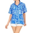 thumbnail image 4 of HAPPY BAY Button Down Shirt for Women Casual Summer Beach Party Short Sleeve Blouse Shirt Floral Tops Blouses Button up Hawaiian Dresses for Women L Basket Weave, Blue, 4 of 5
