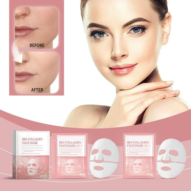 Masque Profond Véritable en Bio-Collagène en Liquidation, Films de Collagène Pur Masque au Collagène pour le Visage, Masque Ferme au Collagène, Masque Hydratant Anti-Rides Liftant Réduisant les Ridules (1 Paquet 3 Pcs) Achetez Plusieurs Économisez 10 %