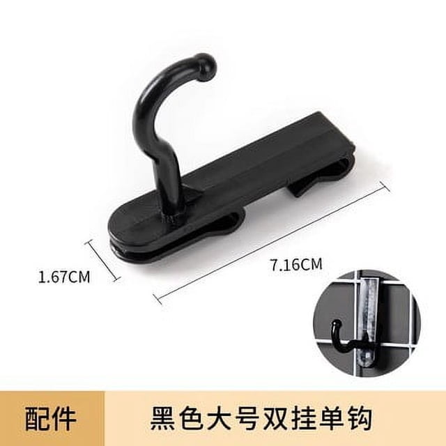Zhuge Hoja de malla con gancho de 10 piezas, gancho de plástico sin clavos, estante de malla de alambre, exhibición de pared, almacenamiento de ganchos, sin agujeros (negro, gancho doble grande)