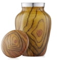 thumbnail image 2 of Small Cremation Urn for Human Ashes, Teak Wood Grain Keepsake Urn with Velvet Case, 2 of 7