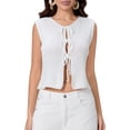 thumbnail image 2 of Yunliwuli Women's Knitted Tank Tops Bow Tie Closure Sleeveless Round Neck Ribbed Sweaters Vest, 2 of 9