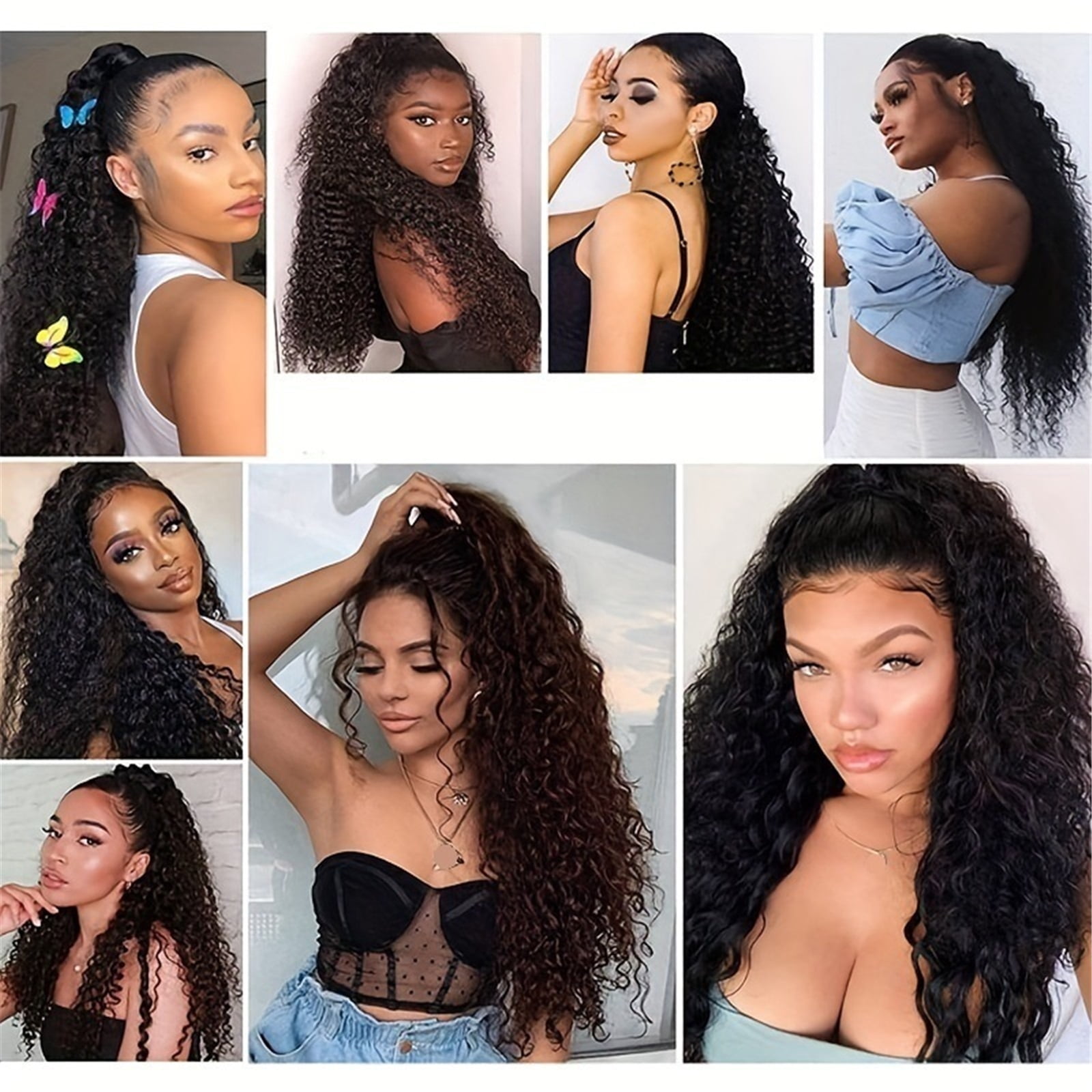 Kinky Curly Claw Clip Ponytail Extensions Human Hair Clip In Pony Tails Brazilian Remy Wave Hair Extensions 10"-30" For Woman