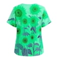 thumbnail image 5 of Yrmaups Loose Fit Short Sleeve T Shirt for Women Plus Size, Sunflower Square Neck Blouse, Casual Button Down Top, Soft Stretch Tee for Party Vacation Daily Wear, Green S, 5 of 8