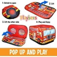 thumbnail image 4 of Playbees Musical Fire Truck Pop Up Play Tent with 3 Openings, Carry Bag, and Sound Button - Red Fire Engine Pretend Indoor and Outdoor Playhouse for Kids Fun Play, Gift, Prop - 43.5 x 28 x 26.5 Inch, 4 of 6