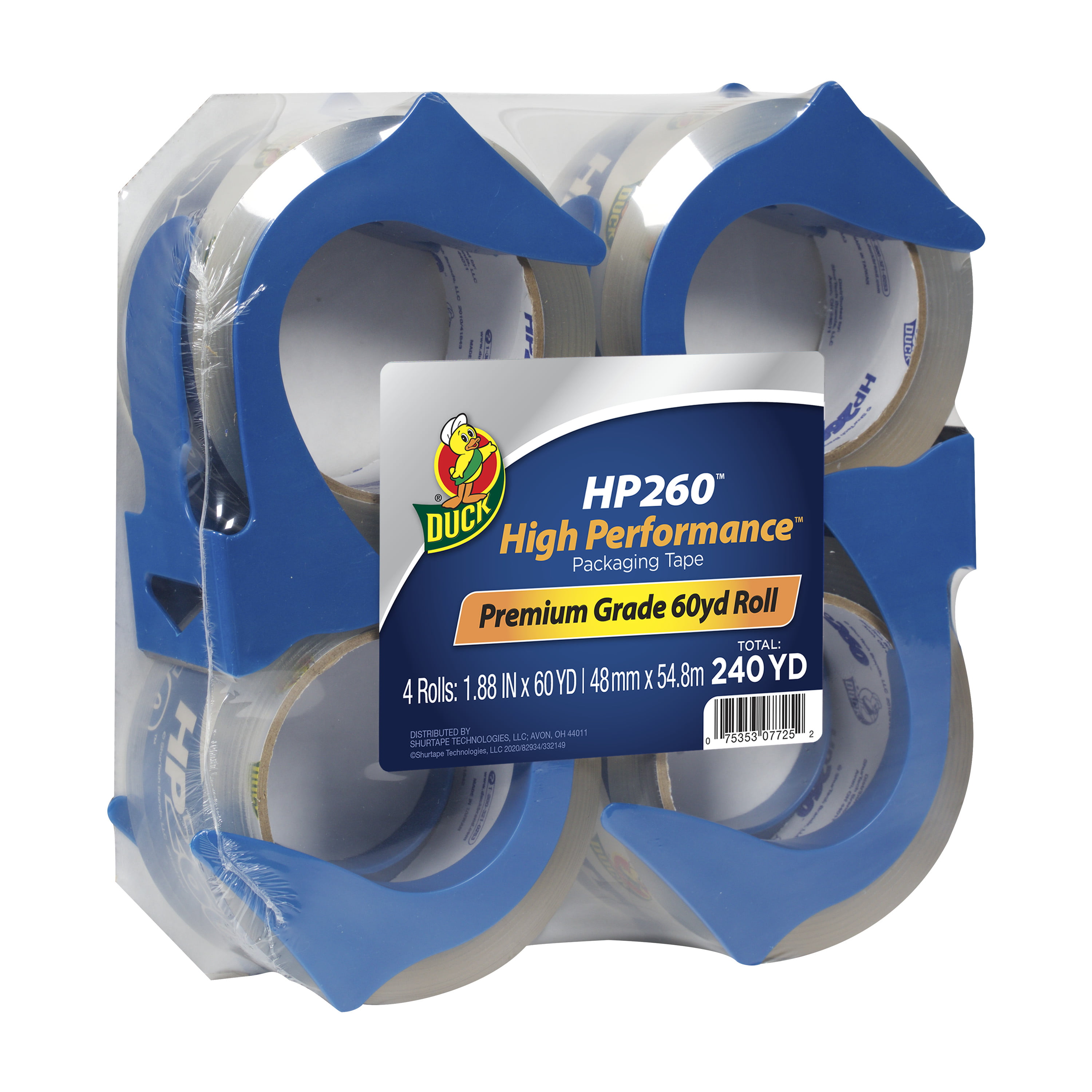 8 Clear Rolls Duck HP260 Heavy Duty Packaging Tape Refill 1.88 Inch x 60 Yard 