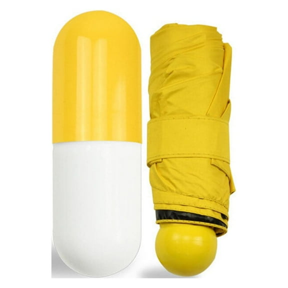 unbranded Small Foldable Compact Pocket Umbrella with Capsule Case Anti-UV(Yellow)