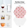 thumbnail image 6 of Pofeuu Floral Strawberr Print Coasters for Drinks, 4Pack PU Leather Coasters, Bar Drink Coasters for Tabletop Protection, Furniture from Damage-Hexagon, 6 of 6