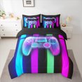 thumbnail image 2 of Manfei Glitter Dreamy Gamepad Bedding Comforter Set 7pcs, Neon Stripes Geometric Queen Bedding Sets, Teen Boy Girl Kid Reversible Queen Sheet Sets, Ultra Soft Home Decor, 2 of 7