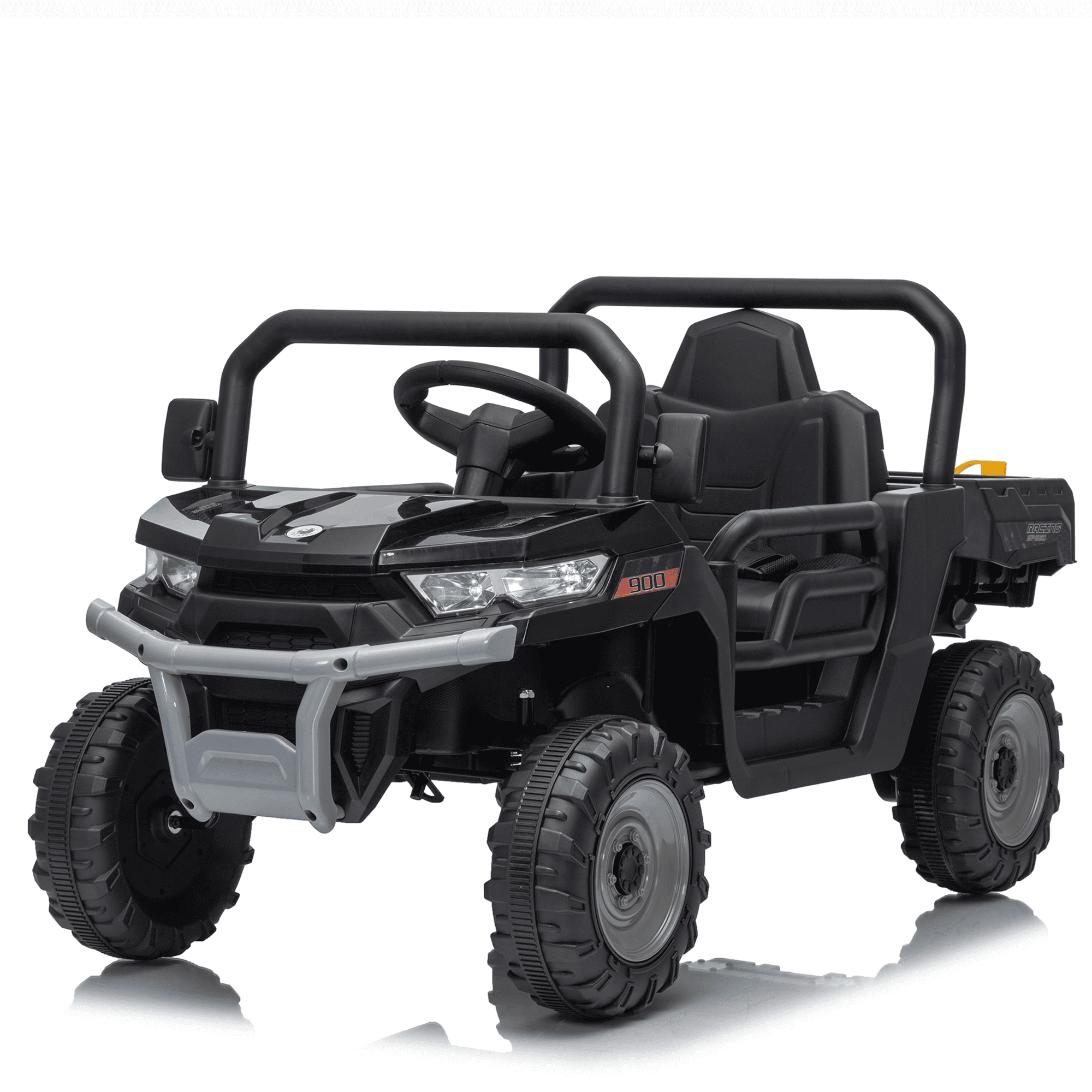 Joyracer 12V Ride on Toys with Remote Control, Power Car Wheels for Ages 2-5 with Shovel, Bluetooth Music, Spring Suspension, LED Lights, Black