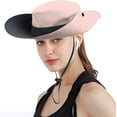 thumbnail image 5 of Womens Summer Sun Hat Beach Hats Wide Brim Outdoor UV Protection Hat Foldable Ponytail Bucket Cap, 5 of 7