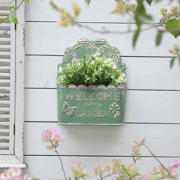 Rustic Metal Wall Planter for Outdoor/Indoor Plants, Fresh & Faux Flower,Farmhouse Wall Decor for Outside Porch Garden