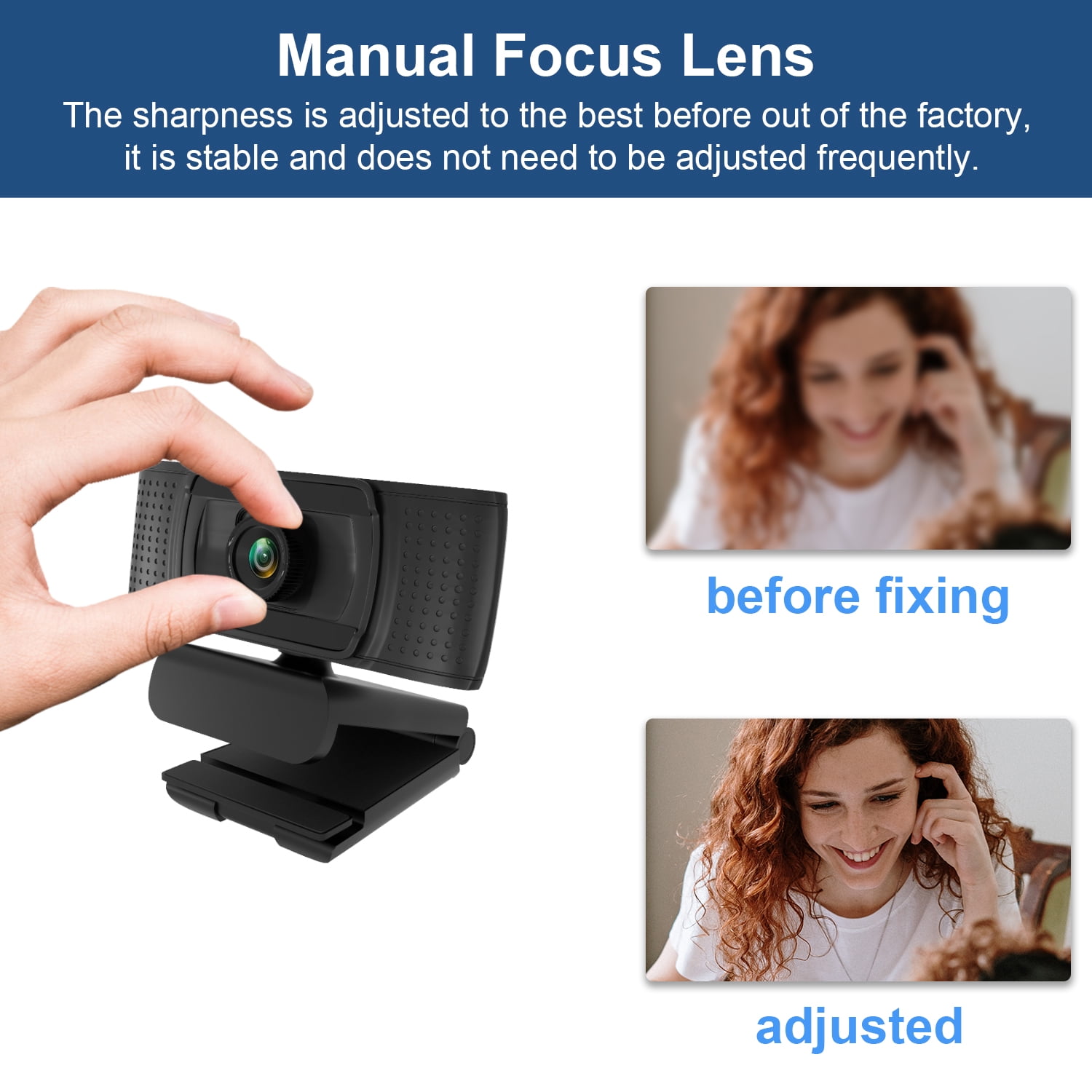 Anivia 1080p HD Fixed Focus Webcam, USB Camera with Microphone Free Cover Slide,Video Calling Computer Camera, Built-in Mic, Flexible Rotatable Clip(The Tripod not Included&Ship from USA）