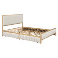 thumbnail image 4 of Yesfashion Linen Metal Frame Upholstered Bed with 4 Drawers, Linen Fabric, 4 of 9