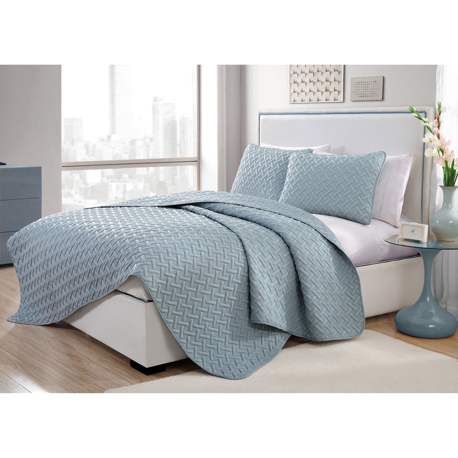Nina 2-Piece Basket Weave Soft Textured Bedding Twin Size ...