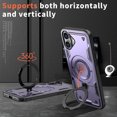 thumbnail image 6 of Dteck for iPhone 16 Case, Magnetic for Car Holder Mount Holder 360 Degree Rotated Kickstand Ring Heavy Duty Protection Hard Rugged Protective Phone Cover, Purple, 6 of 6