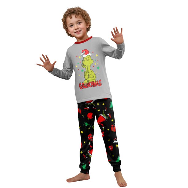 Moonsky Family Matching Long Sleeve Tops+Pants 2 Piece Pajamas Set, Halloween Christmas Paj Christmas Element Prints For Family 100