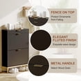 thumbnail image 3 of Garvee Modern Black Fluted Shoe Storage Cabinet with 2 Flip Drawers & Pull-Out Drawer & Hook, Slim Wooden Shoe Organizer with Metal Legs for Entryway Spaces, 3 of 7
