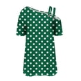 thumbnail image 5 of TAGOLD Summer Casual Tops,Plus Size T-shirt Blouse for Womens, Women's Fashion Printed Double Suspender Short Sleeved Loose,Short Sleeve Skew Collar Blouses & Shirts, 5 of 5