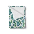 thumbnail image 2 of Green Leaf Soft Flannel Fleece Throw Blanket, Monstera Coconut Palm Tree Leaves Exotic Rainforest Foliage Eco, Cozy Plush for Indoor and Outdoor Use, 50" x 70", Turquoise Navy Blue, by Ambesonne, 2 of 6