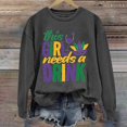 thumbnail image 2 of Tweang Women's Mardi Gras Mask Graphic Shirts Women's Mardi Gras Print Casual Hooded Sweatshirt Mardi Gras Carnival Shirts Christmas Vacation Shirts Mardi Gras Sequin Top Blouses for Women Gray 1 S, 2 of 4