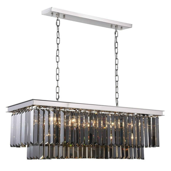 Urban Classic Sydney 12 light polished nickel Chandelier Silver Shade (Grey) Royal Cut Crystal