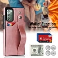 thumbnail image 3 of Dteck for Samsung Galaxy Note 20 Slim Case, Shockproof Premium PU Leather Soft TPU Business Cover with Wrist Strap Kickstand Flip Stand Protection Case, rosegold, 3 of 7