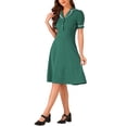 thumbnail image 4 of INSPIRE CHIC Vestido Midi Vintage para Mujeres 2024 Vestidos de Trabajo con Cuello Peter Pan XL Verde Oscuro, 4 of 5