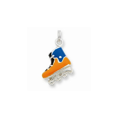 - Sterling Silver Enameled Polished Roller Blade Charm Pendant