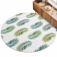 thumbnail image 2 of Large Round Rug 8Ft, Green Blue Palm Leaf Non-Slip Washable Circle Rugs Carpet, Summer Botanical Tropical Plants Indoor Outdoor Rug Floor Mats Throw Runner for Bedroom Living Room Bathroom, 2 of 8