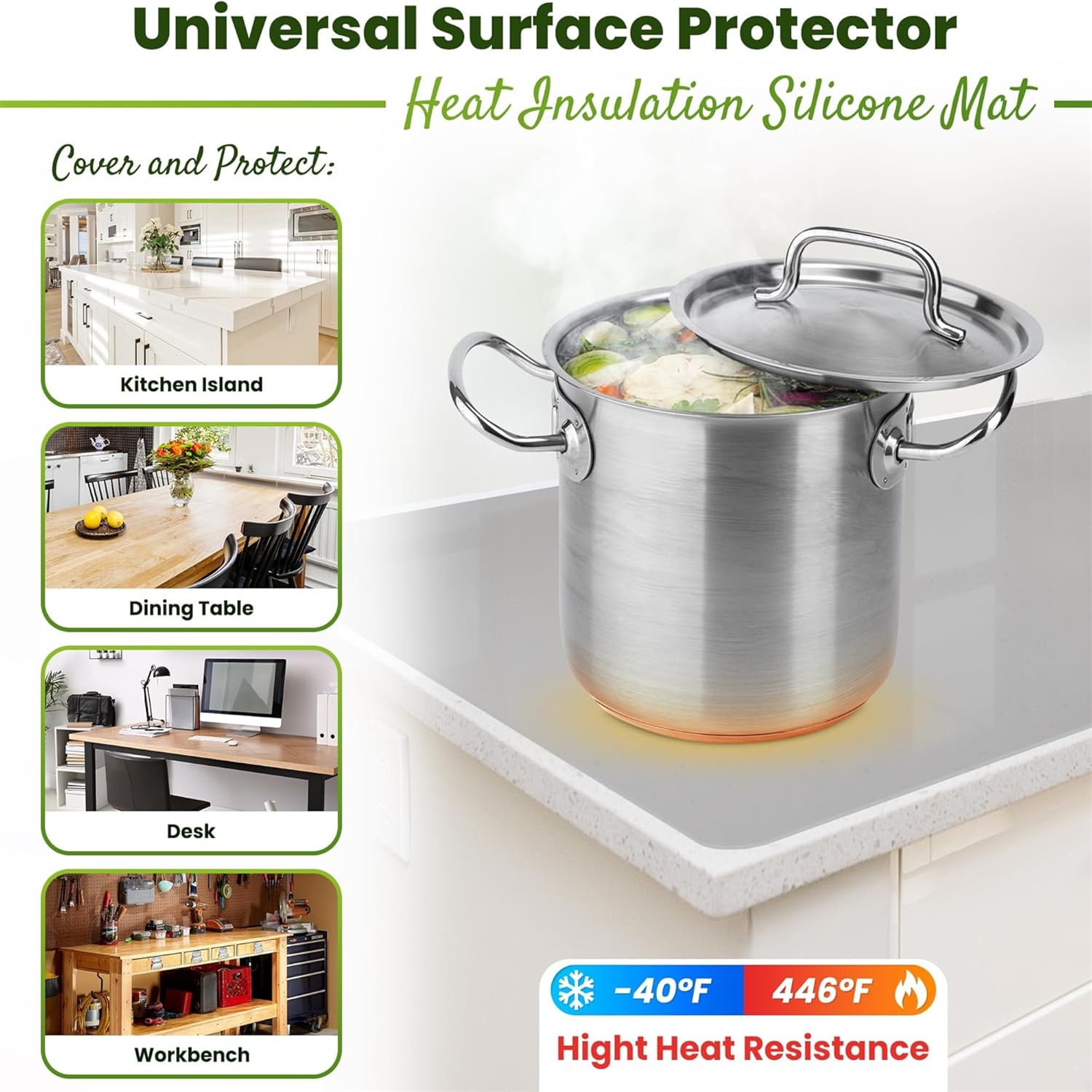 Mat 25" x 17" Cooking Mat Thick , Kitchen Counter Mat - Coffee Machine, Glass  Stove Cover Countertop Protector for Air Fryer, Baking mat (Semi-Translucent)