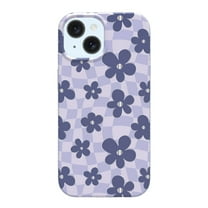 onn Purple Checkered Floral Phone Case for iPhone 16e / iPhone 15 / iPhone 14 / iPhone 13