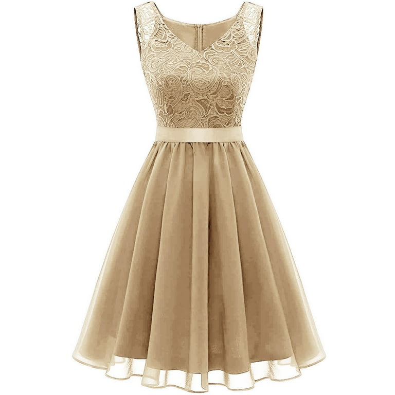 knee length dresses for ladies Cream Eyelash Lace Overlay Mock Neck Mini Dress main image 1