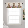 thumbnail image 3 of Easter Rabbits Linen Curtain Valance for Bedroom/Bathroom/Kitchen/Office/Living/Dining Room Windows,Easter Bunny Farmhouse Country Eggs Rod Pocket Topper Drapes Decorative Cafe Drapery Panel 42x18, 3 of 6