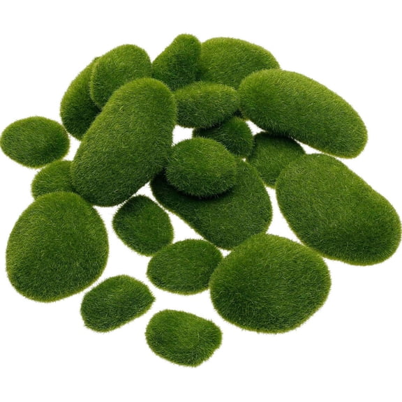 RUseeN 40PCS Artificial Moss Rocks, 4 Size Green Moss Balls, Green Moss Covered Stones, Fake Moss Decor for Floral Arrangements, Wedding Decorations, Home Decor, Fairy Gardens and Crafting