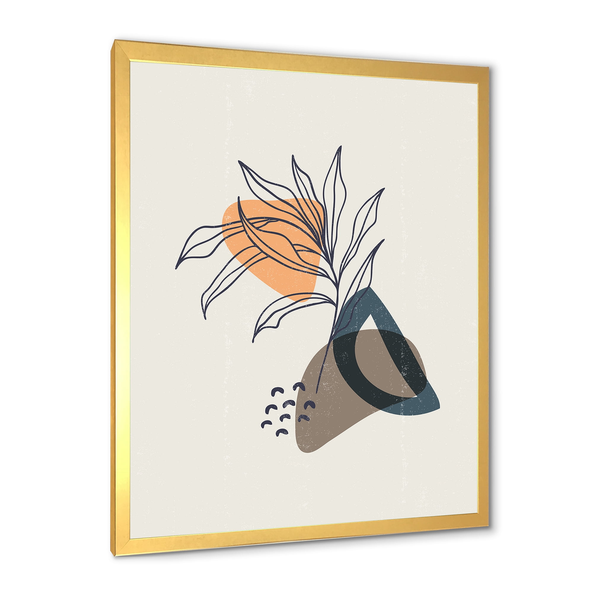 Designart 'Minimalist Shapes With Ancient Plant I' Modern Framed Art Print
