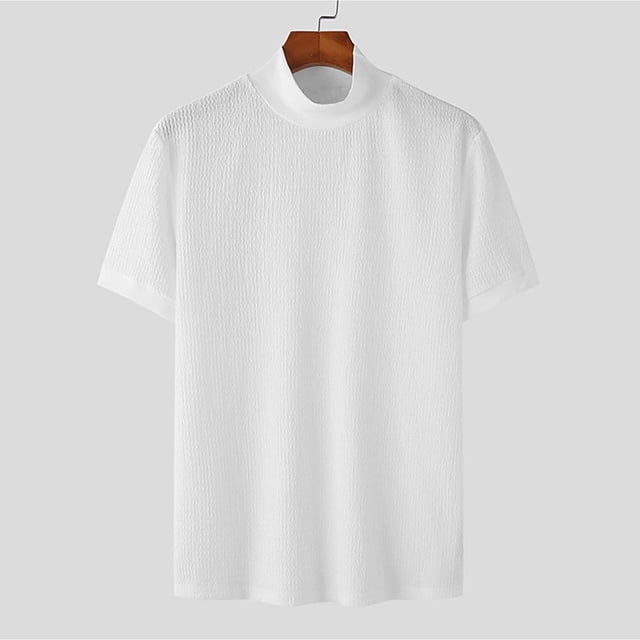 Mefallenssiah Hauts pour Hommes, Liquidation Été Chemise à Manches Courtes Col Montant