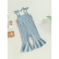 thumbnail image 3 of Bagilaanoe Toddler Baby Girl Summer Jumpsuit Sleeveless Ribbed Romper Overalls 12M 18M 24M 3T 4T 5T Kids Long Flare Pants Casual Outfits, 3 of 9