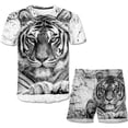 thumbnail image 1 of Conjuntos de ropa de tigre para niños y niñas, camisetas bonitas de verano, pantalones cortos de 1 a 14 años, 2 uds., trajes de ropa, trajes informales de moda para niños, 6M Gao Jinjia LED, 1 of 2