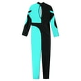 thumbnail image 4 of YONGHS Kids Girls Sparkly One-Piece Gymnastics Leotards Tumbling Sports Unitard Jumpsuit Dancewear Blue Green 10, 4 of 5