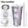 thumbnail image 4 of 16oz Tumblers Bichon Dog Purple Florals Stainless Steel Vacuum Insulated Double Wall Travel Tumbler Cups Mug with Lid and Straw,Cleaning Brush for Coffee,Tea, 4 of 4